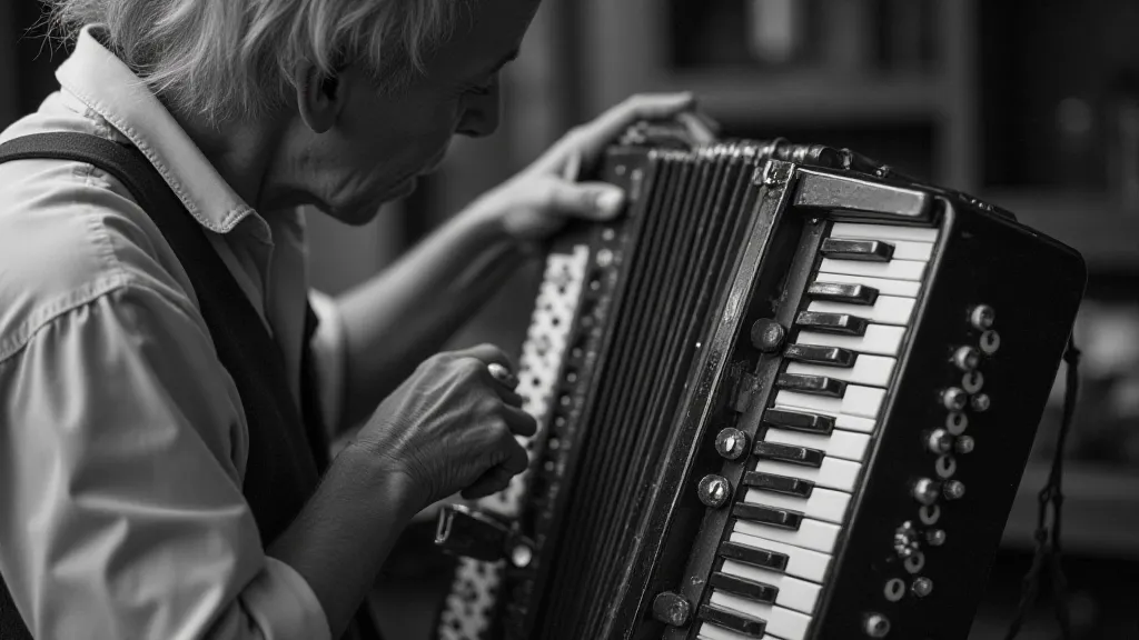 Craftsman restoring an antique accordion