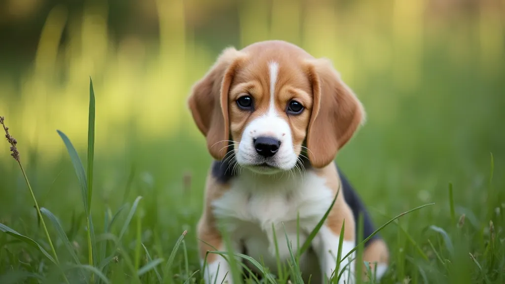 Beagle puppy in grass