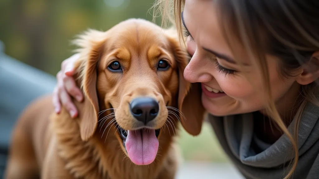 Person petting dog