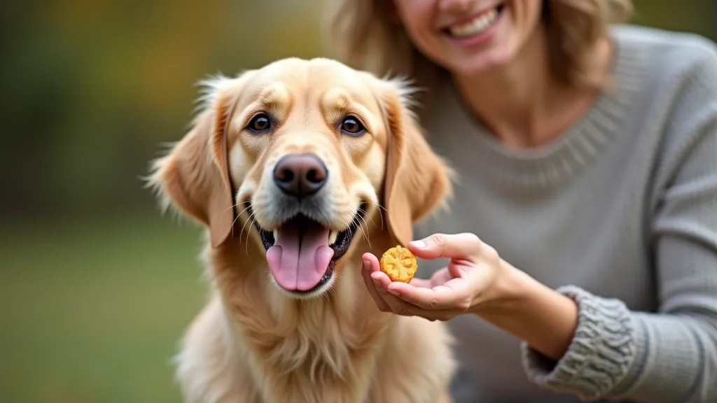 Dog being rewarded with a treat