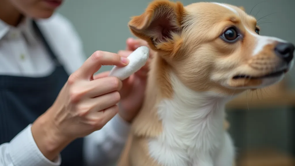 Groomer Cleaning Dog's Ears