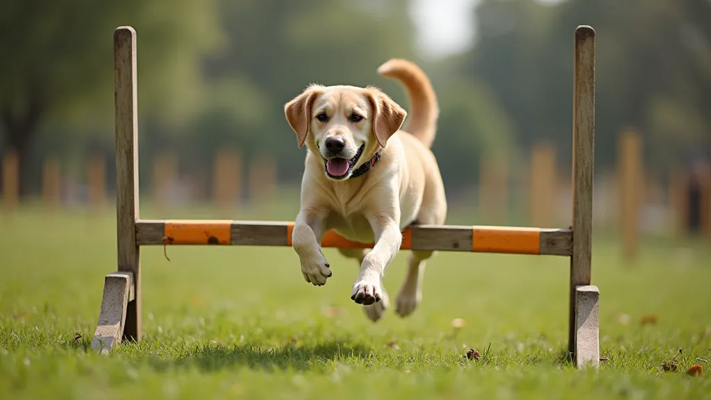 Labrador Retriever participating in an agility course