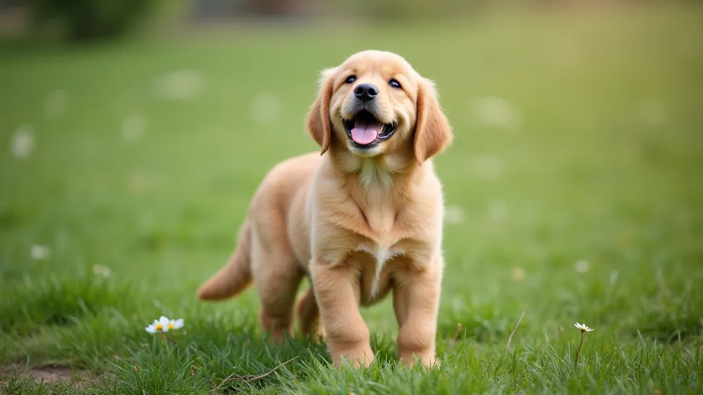 Golden Retriever Puppy on Grass