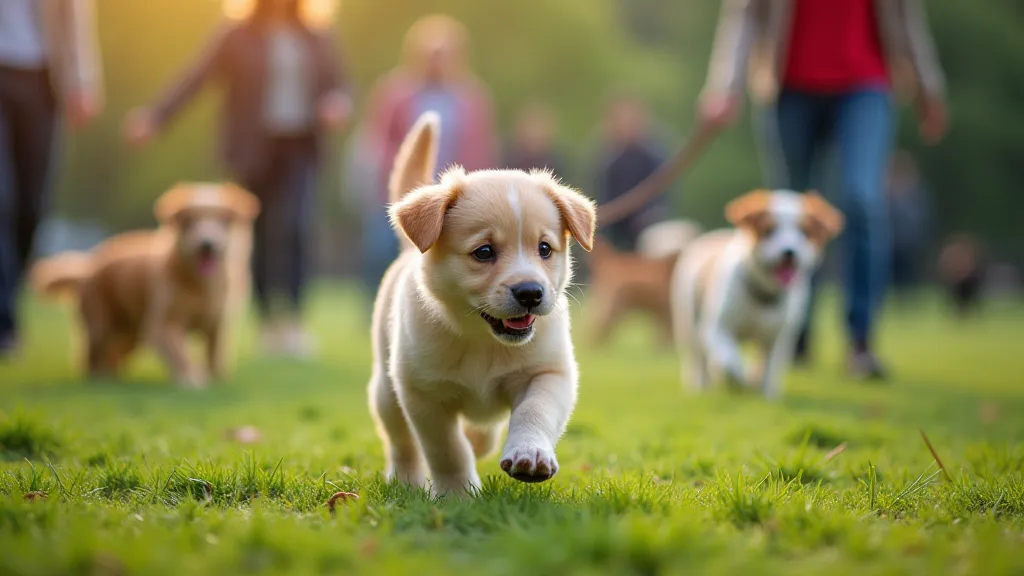 Puppy exploring a park