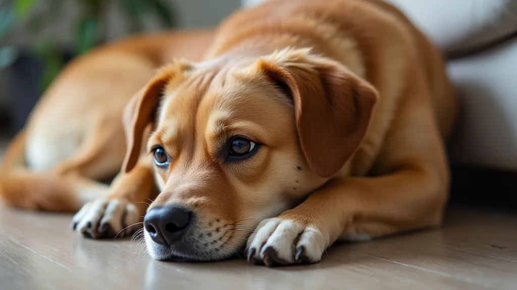 Relaxed dog lying down