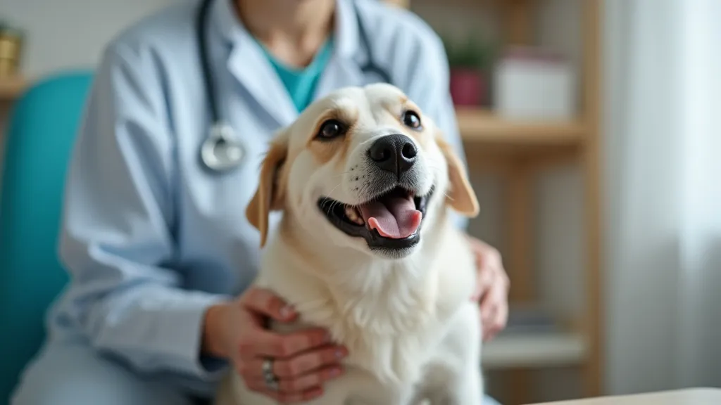Dog at vet visit